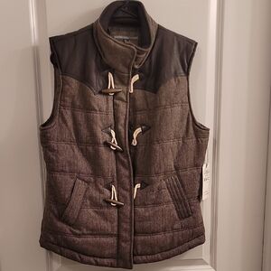 Brown Quilted Vest with Toggle Closures